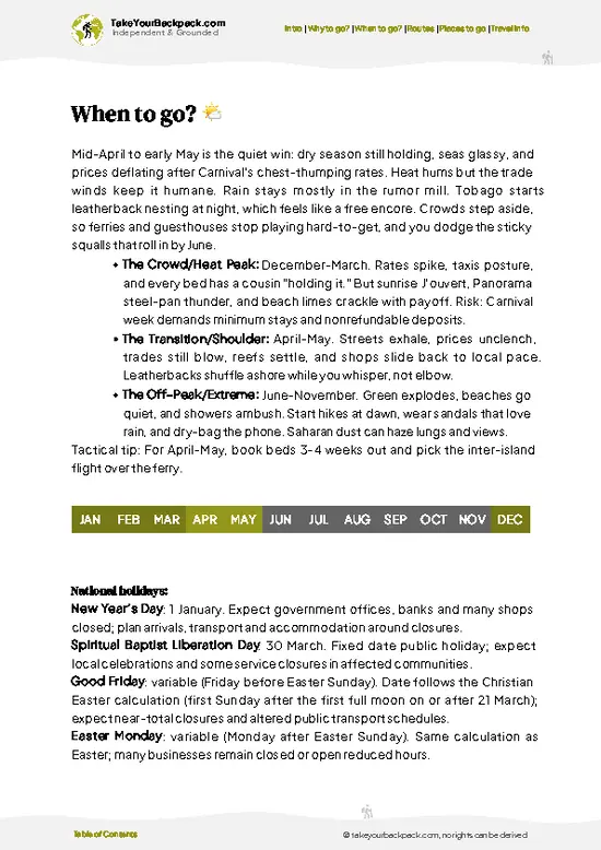 example page 3 from our offline Travel Guide for Trinidad and Tobago